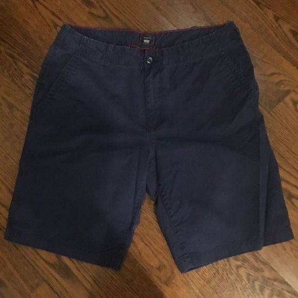 GAP Mens Flat Front Navy Blue Longer Length Chino Shorts Sz 34 - Picture 7 of 7